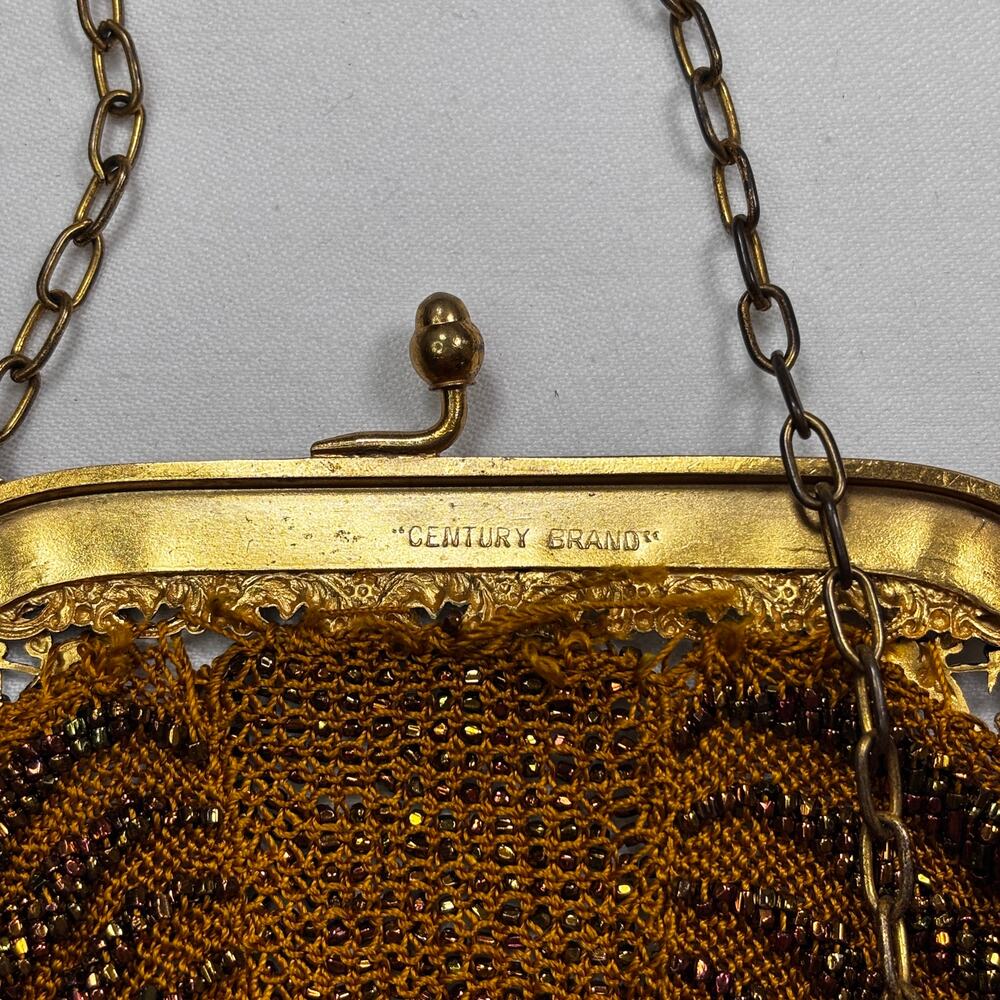 Antique 1920s Art Deco Beaded Purse Glass Seed Beads Metal Frame Flapper Bag 20s - Picture 5 of 10